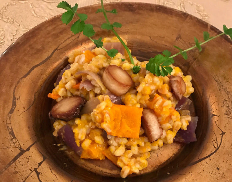 Veganes Menü Kürbisrisotto von Dinkelreis